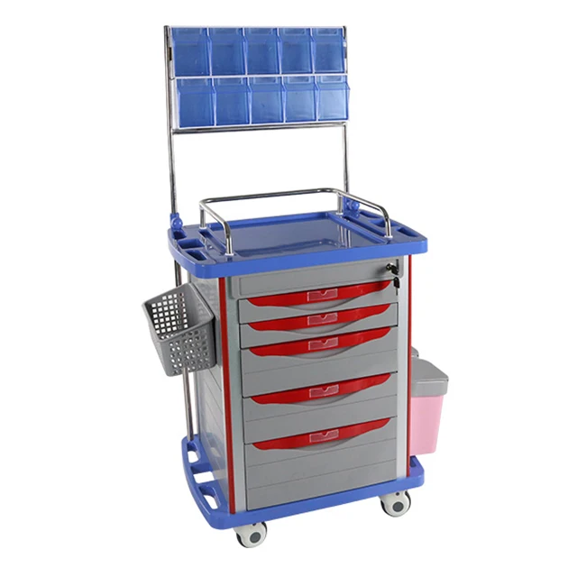 

Stainless steel rescue car 304 thickened emergency car clamshell medicine trolley multi-functional car ABS trolley