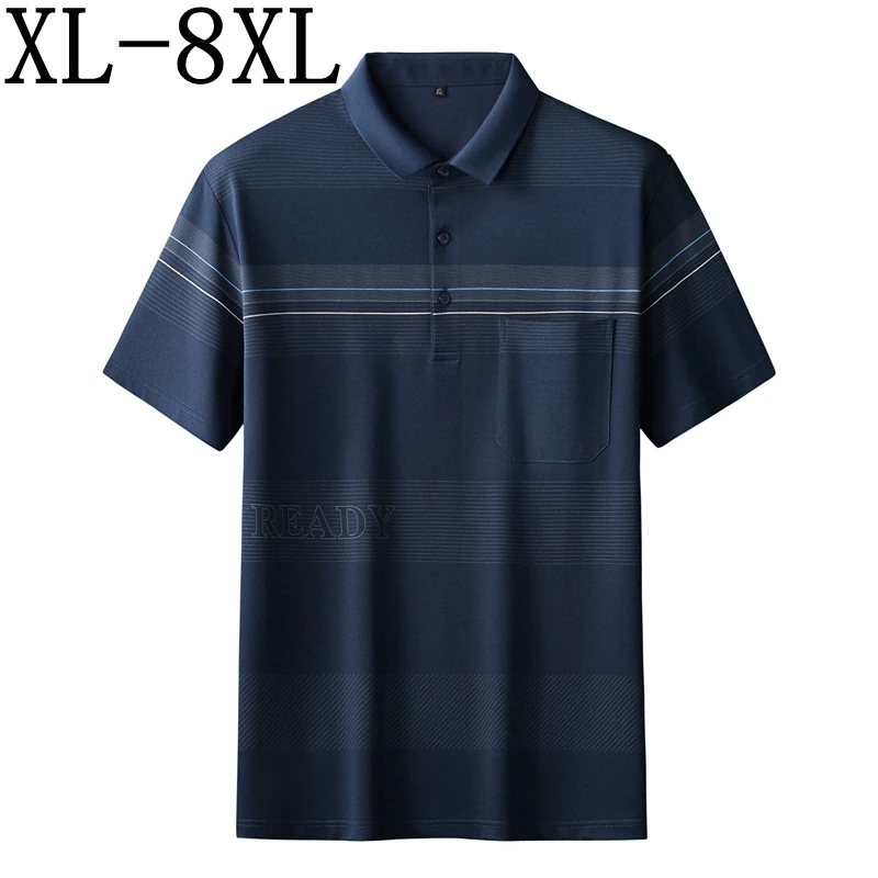 

8XL 7XL 6XL 2024 New Summer High Quality Breathable Polo Shirt Men Short Sleeve Lapel Mens Shirts With Pocket Casual Male Polos