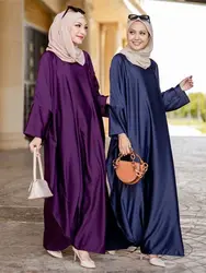 Ramadan Satin Abaya Turkey Islam Muslim Fashion Maxi Dress Niqab Jalabiya African Dresses For Women Robe Femme Musulmane Kaftan