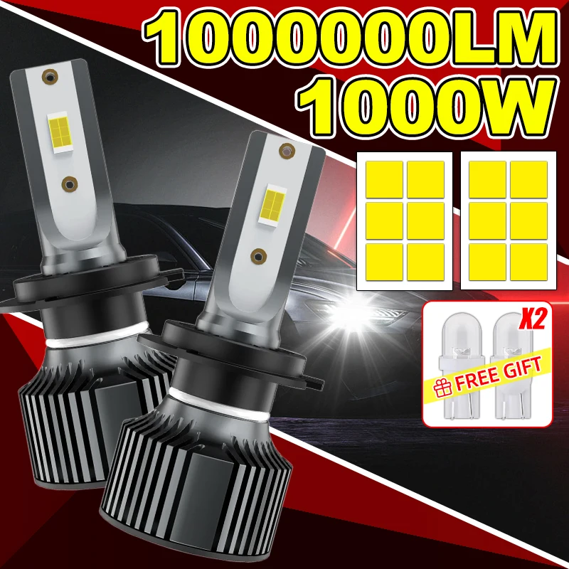 H4 H7 H3 Car LED Headlights H1 H8 H11 HB3 HB4 9005 9006 9012 880 881 LED Lights 6000K White Auto LED Lamps Turbo Fog Light Bulbs