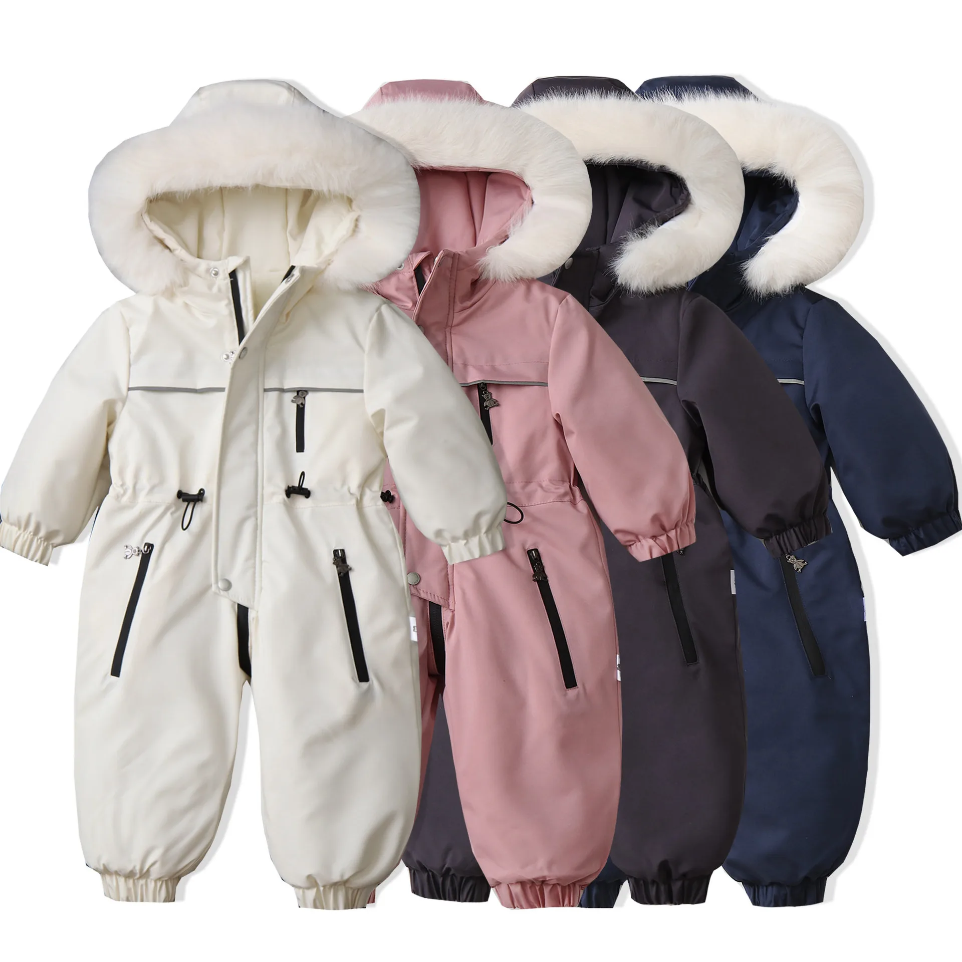 

2024 Winter Baby Girls Boys Thick Warm Fleece Rompers Infant Ski Suit Toddler Snowsuit Jumpsuit