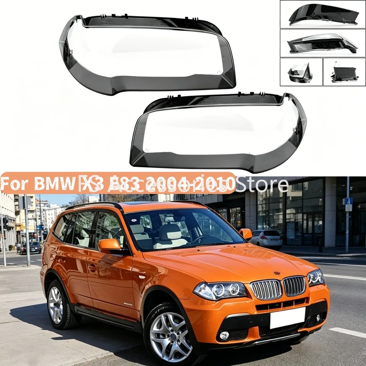 

For BMW X3 E83 2004-2010 Front Lampshade Transparent Shell Headlight Cover Housing Headlamp Lamp Shade Cover Lens Accessories
