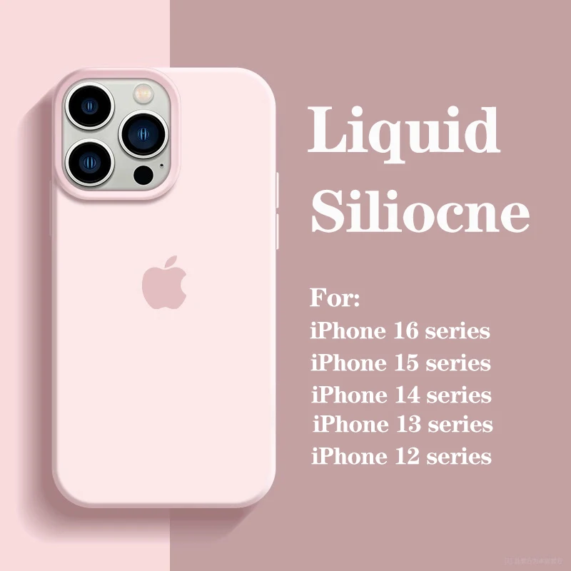 Luxury Original Silicone Case for Apple iPhone 16 15 13 11 12 14 Pro Max Official Cases for iPhone 11 14 12 15 16 Pro Full Cover