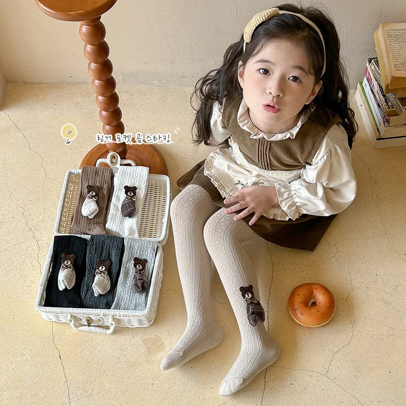 2024 Fall Kids Girls  Dance Pantyhose Children Section Fashion 3D Rabbit Tights Baby Color  Stockings