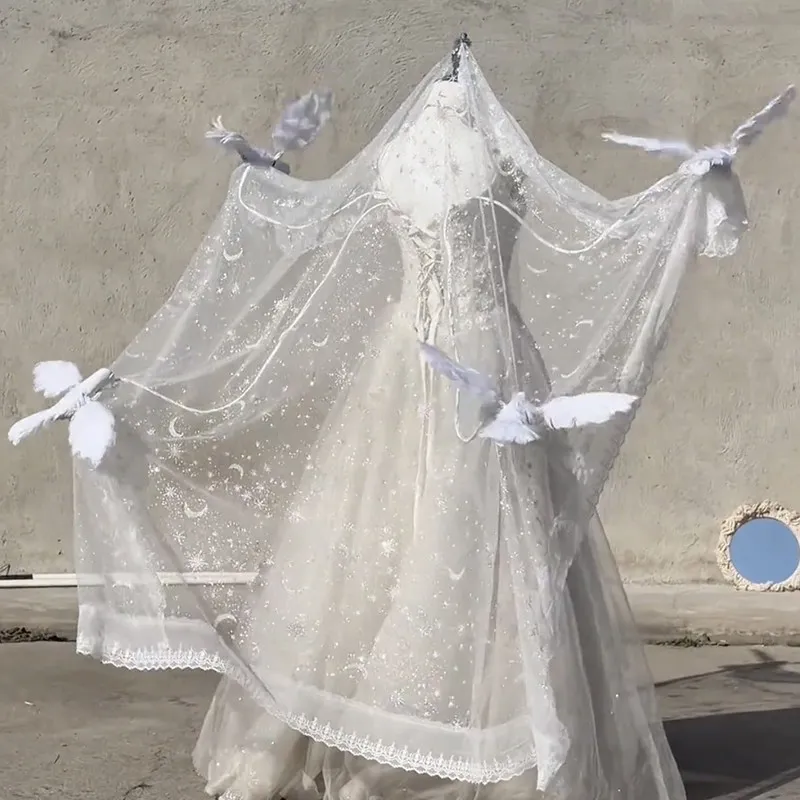 Electric Bird White Pigeon Headgear Friend Colombia Big Qiao Hua Marriage Mikasa Bride Wedding Dress Wedding Style