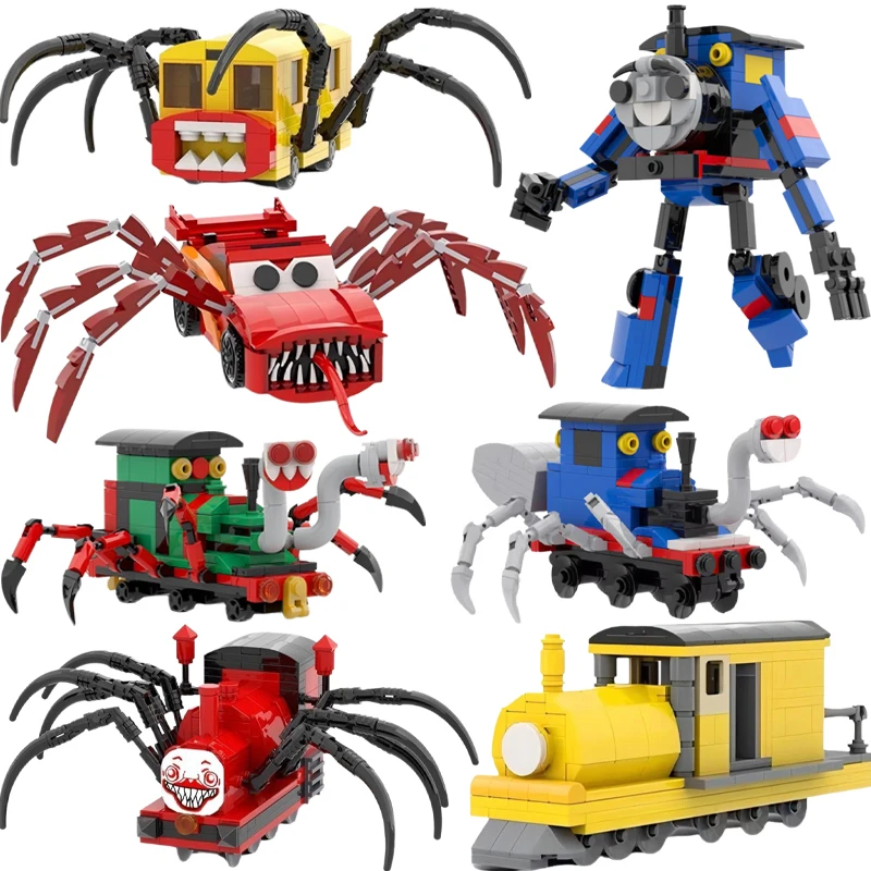 

MOC Idea Evil Mutated Train Building Blocks Choo-Choo Charles Horror Demonic Spider Model поезда Детская сборка DIY Игрушка в подарок