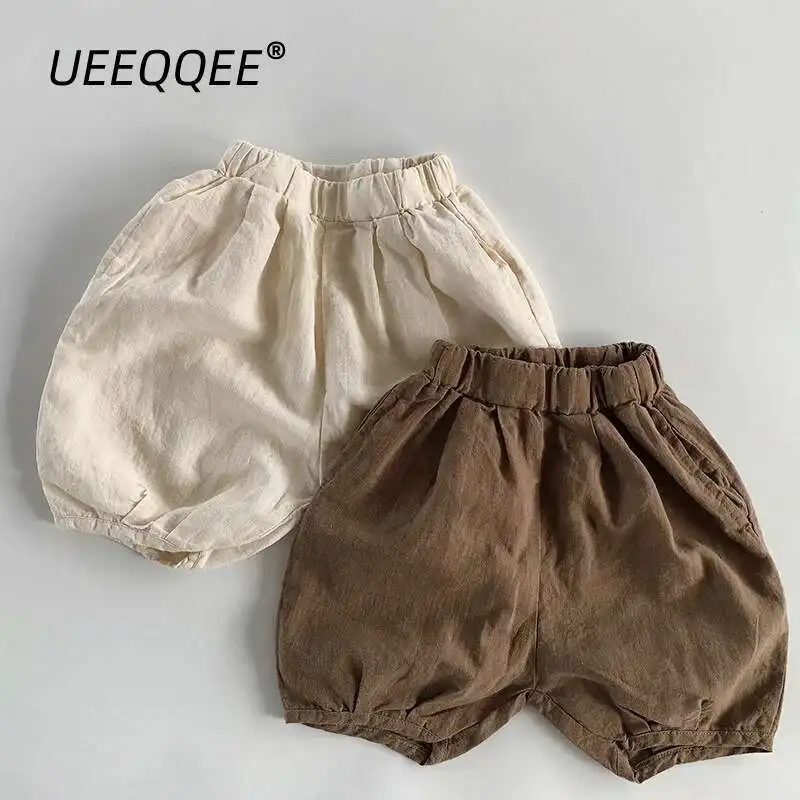 

Spring Summer Children Shorts 1-8Y Boys Girls Cotton Linen Lantern Short Pants Trousers Korean Toddler Wear For Kids Clothes New