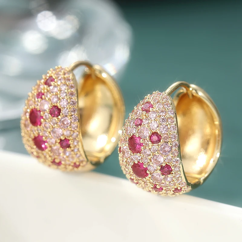 Elegant Exquisite Inlay Sparkling Zircon U Shape Earrings For Women Engagements Weddings Hoop Earrings Jewelry Gifts Accessories