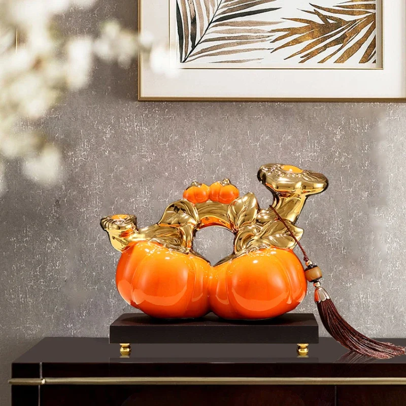 New Chinese style Persimmon and Persimmon Ruyi Ornament Creative Ceramic Ornament Living Room TV Cabinet Decorative Crafts