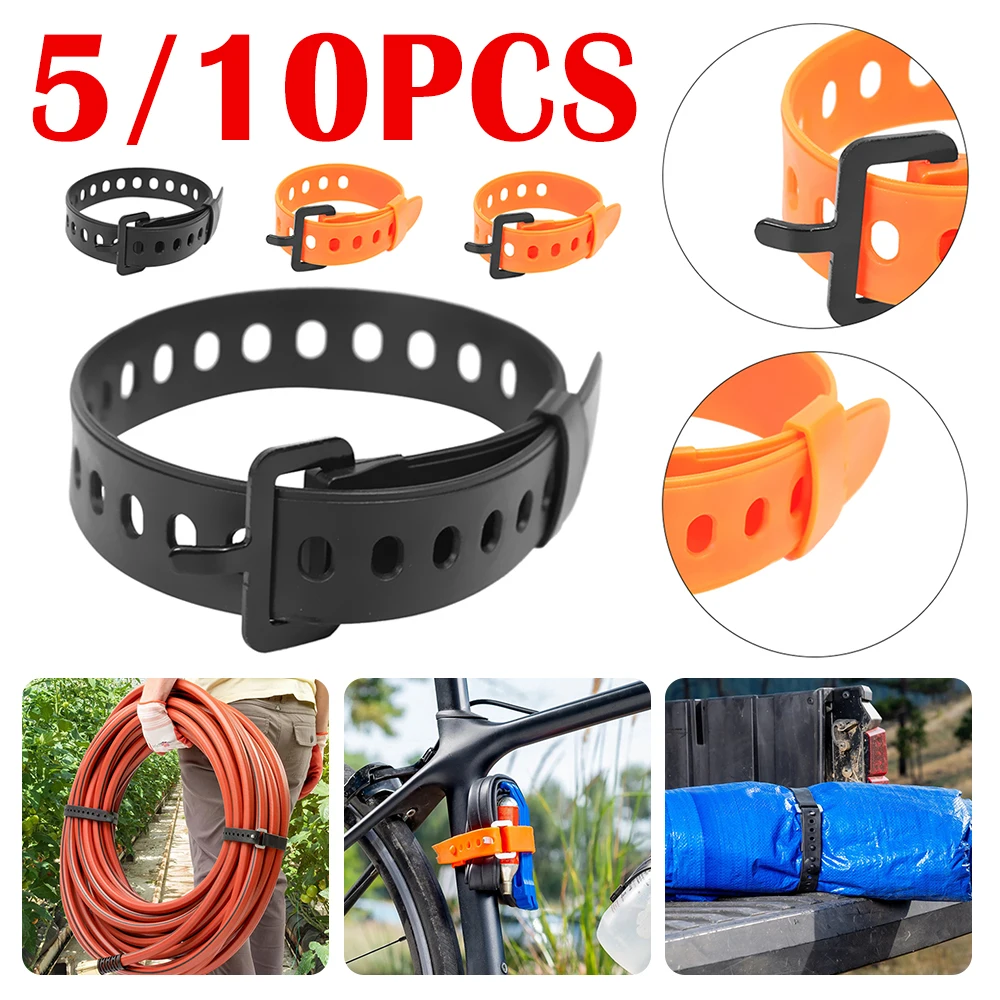 Cinturón de viaje atado de goma duradera, correa de pestañas para equipaje, hebilla de almacenamiento de carga para acampar y senderismo, 5/10 piezas