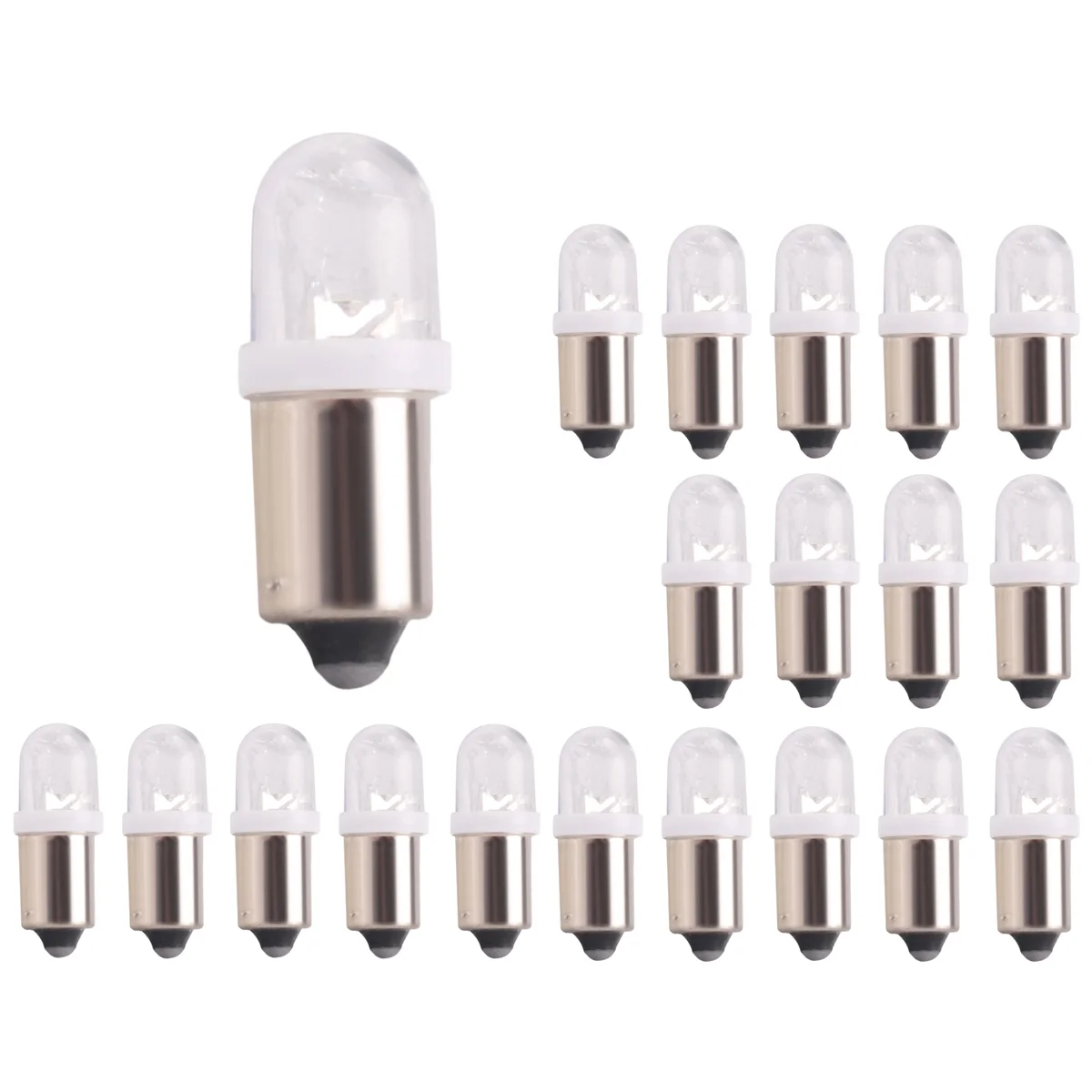 20Pcs BA9S 1895 H6W 53 57 Bayonet LED Light Bulbs for Car Map Lamp 12V White