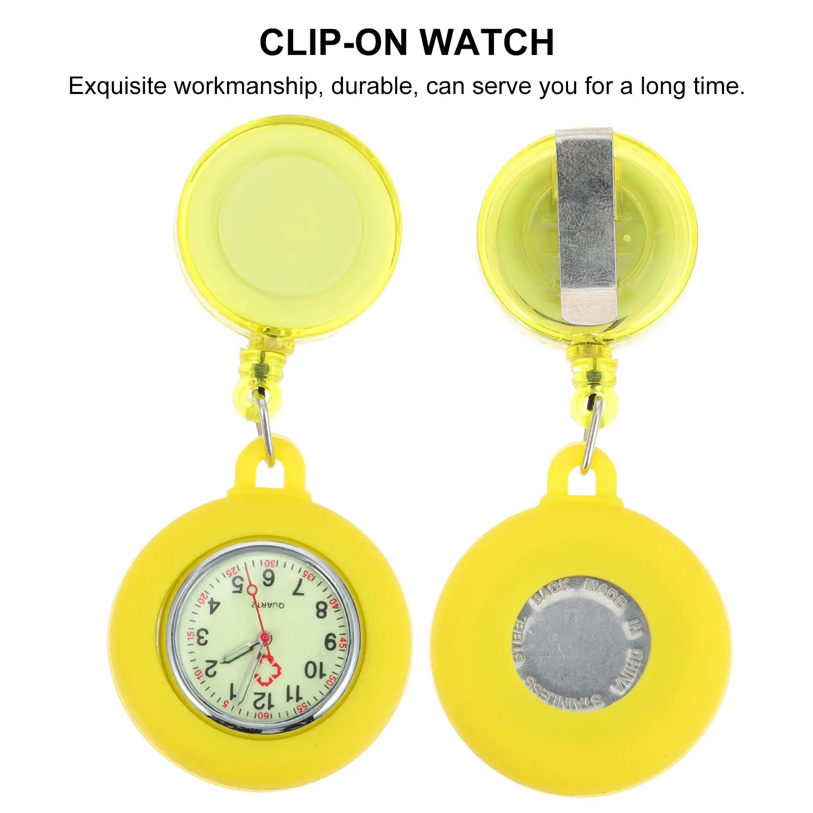 Nurse Pocket Watch Quartz Plastic Retractable Easy Wear Medical Staff Check Time Simple Practical Chest Pocket Safe Durable