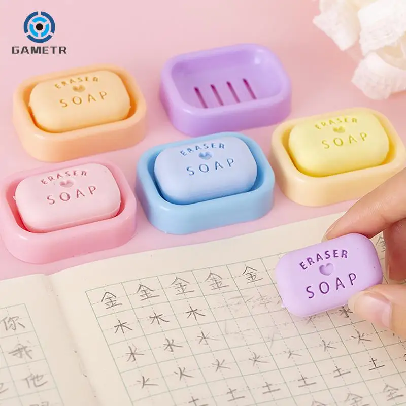 1pc Cute Soap Erasers Student Stationery Girls Candy Color Rubber Cute School Supplies Mini Pencil Eraser Teacher Gift