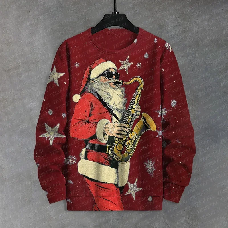 

Christmas Skull Santa Claus Pets Jesus Sweatshirts Sweater 3DPrint Vintage Winter Casual Harajuku Pullover Retro Long Sleeves A6