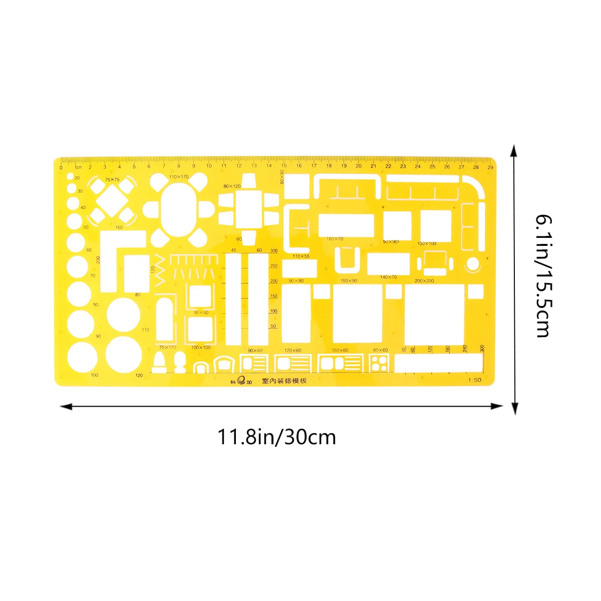 Curved Ruler Measuring Tool Transparent Clear Scale Pattern Multi-Functional Drawing Template For School Office