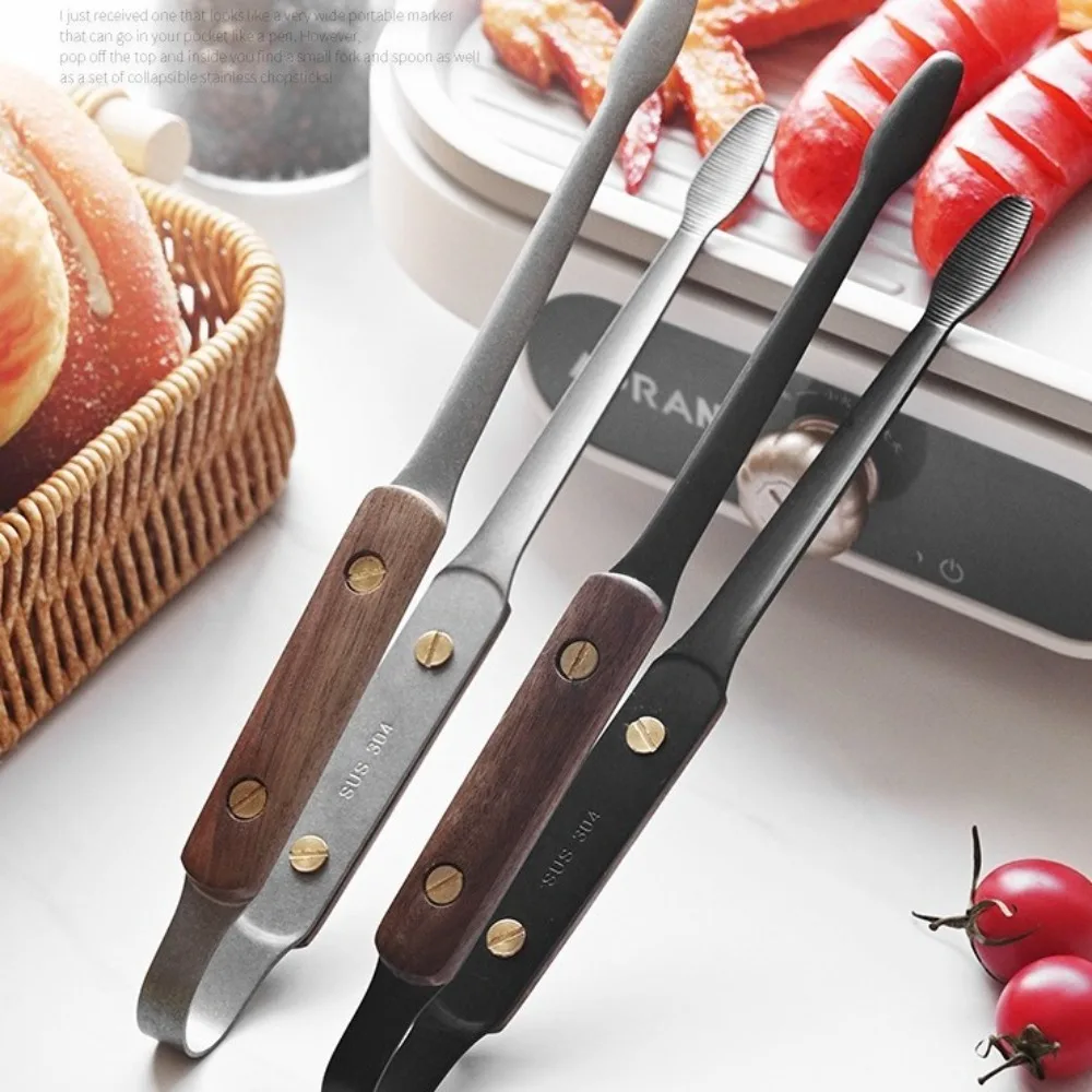 

Heat Resistant 304 Stainless Steel BBQ Tongs Anti-scalding Locking Mechanism Baking Bread Clamp Anti-slip Steak Clip