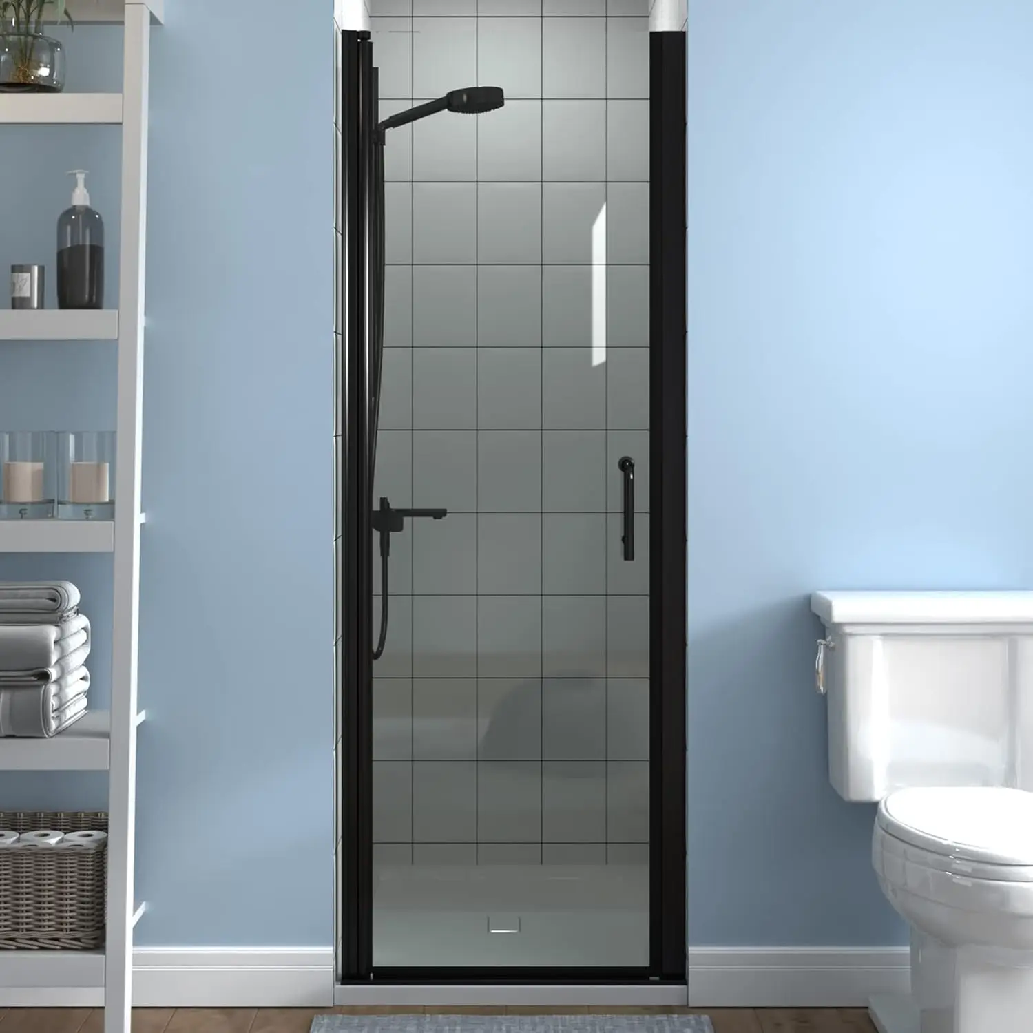 

ExBrite Pivot Frameless Shower Door Clear Glass Pivot Swing Shower Doors,Matte Finish,Reversible Installation