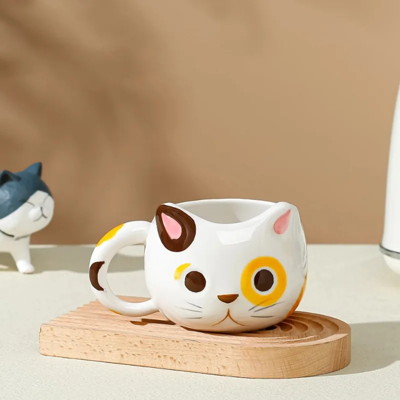 430ML Cartoon Cat Shaped Mug Cute Healing Series Ceramic Water Cup creative Girl Heart Cat Cup Home Breakfast Cup Oat Mugs Gift