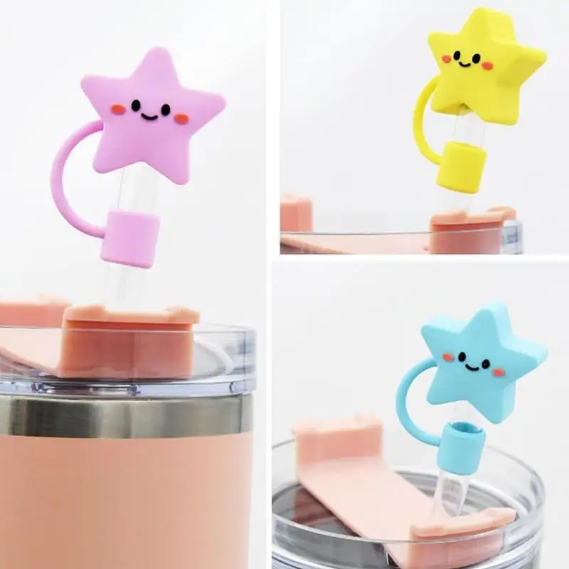 سيليكون القش يغطي سيليكون القش قبعات الفرخ الغبار القش يغطي لطيف قابلة لإعادة الاستخدام القش القبعات العالية القش حامي للأطفال #5