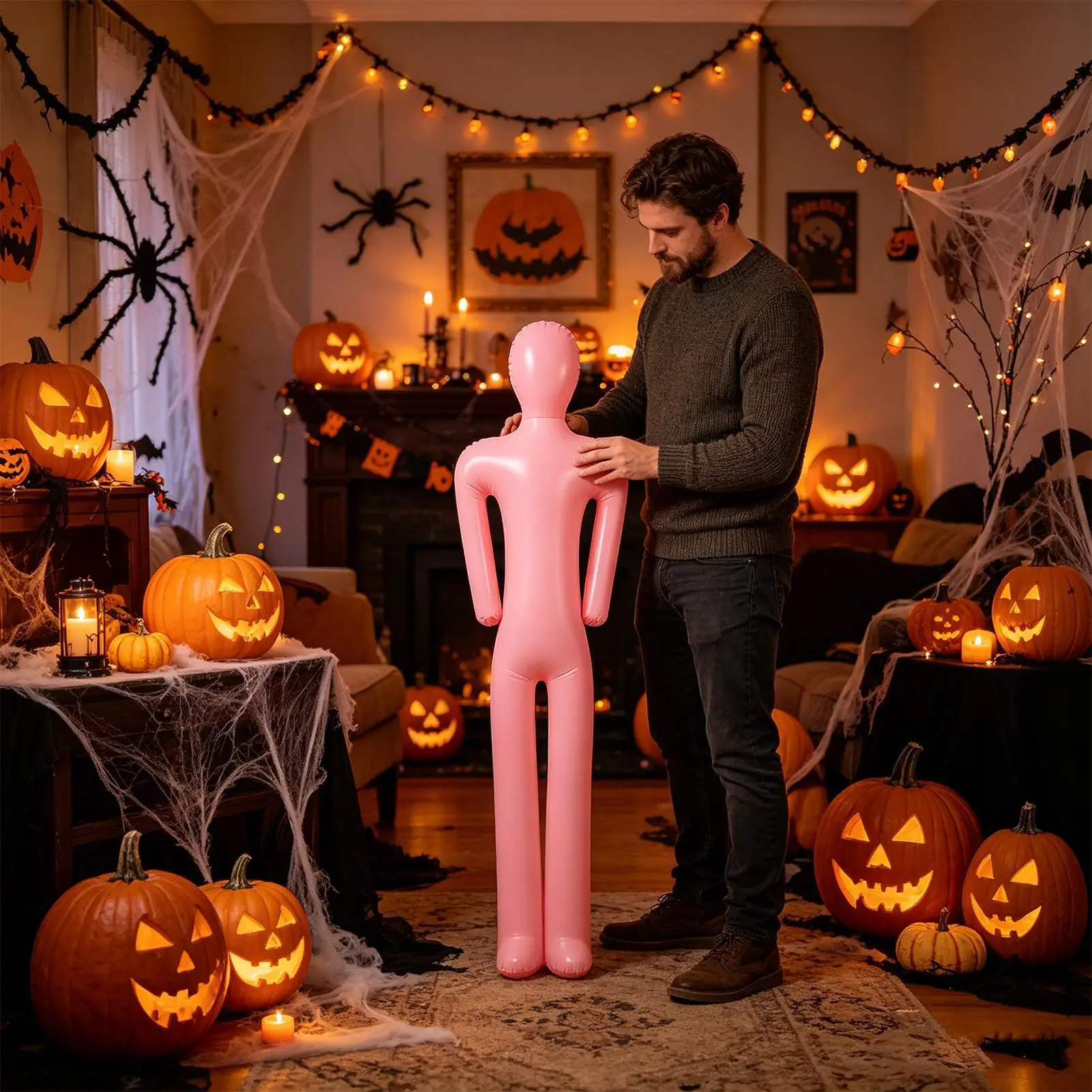 Inflatable Full Body Mannequin Realistic Reusable Prop Ornament Blow Up Halloween Decoration For Backyard Porch Driveway Garden
