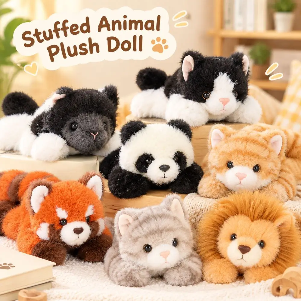 Soft Fluffy Cartoon Stuffed Animal Doll Stress Relief PP Cotton Stuffed Animal Cat Wrist Rest Plush Animal Toy Desktop Decor