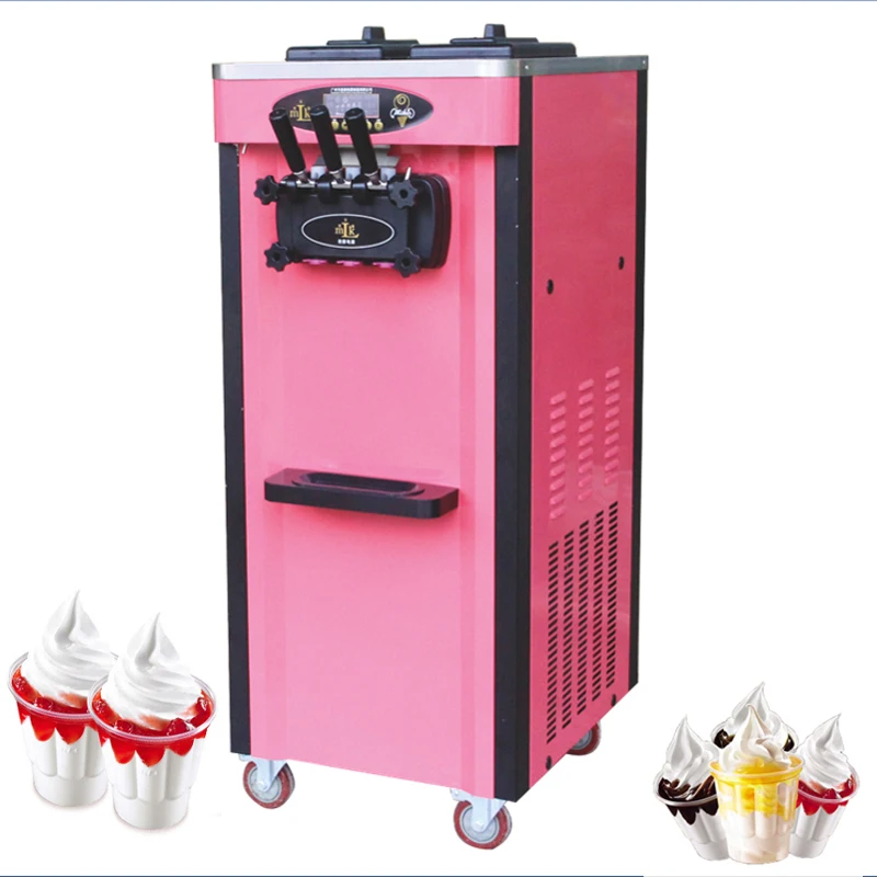 Commercial Soft Serve Ice Cream Machine Electric 18L/H 3 Flavors Sweet Cone Ice Cream Maker 110V/220V