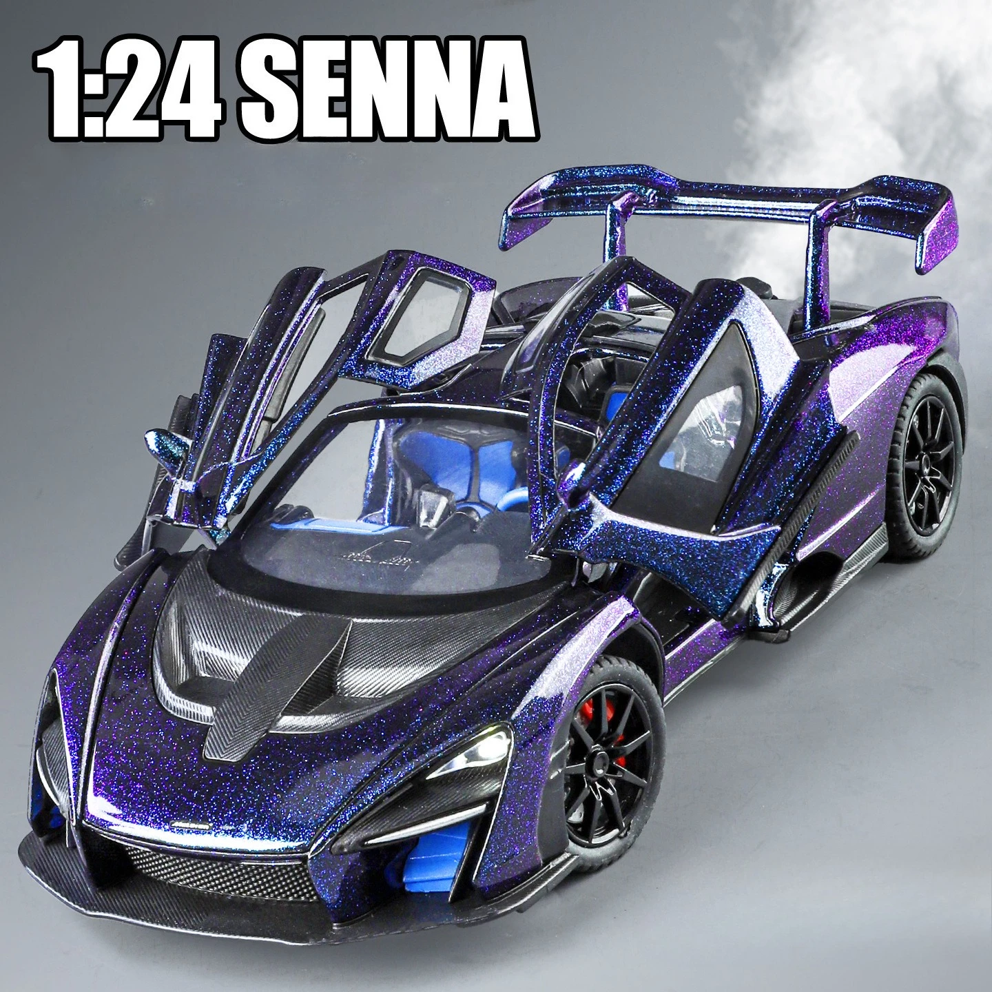 1-24-セナスプレースポーツレーシングスーパーカー合金ダイキャストメタルモデルカー、子供のおもちゃ、男の子への誕生日プレゼント、ホビー向け