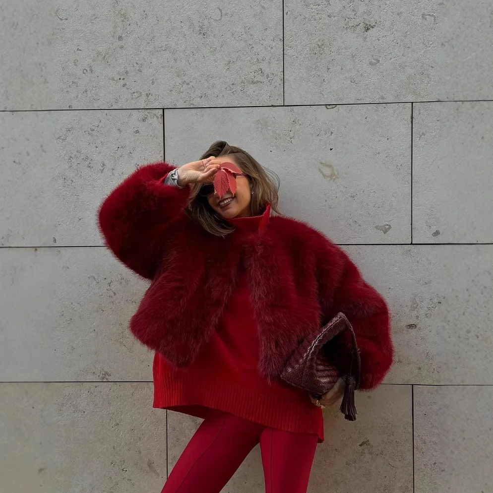 Warm Faux Fur Coats Women Jackets Autumn Winter Short Coat Thick Y2k Streetwear Elegant Jacket Open Stitch Outerwear 2025