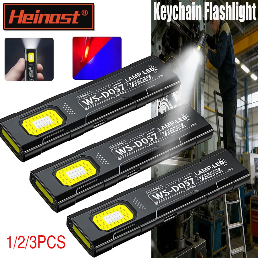 Portable Mini LED Keychain Flashlight Rechargeable Pocket Lantern Flood Work Light Waterproof With Magnet For Emergency Outdoor