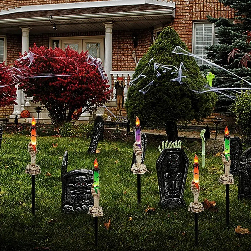 Zewnętrzne lampki na Halloween, wodoodporne solarne lampki do ogrodu w kształcie choinki, dyni, na szpikulec, dekoracje Święty Mikołaj, kruk, czaszka, panda.