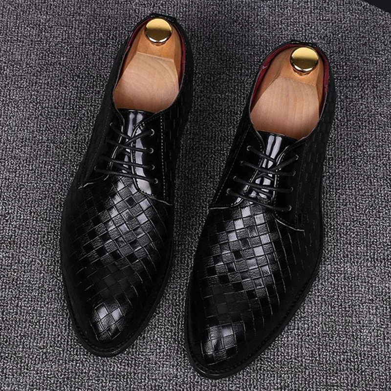 2021 Formal Leather Shoes Men Dress Business Shoes Male Geometric Red Oxfords Party Wedding Casual Men\'s Flats Chaussure Homme88