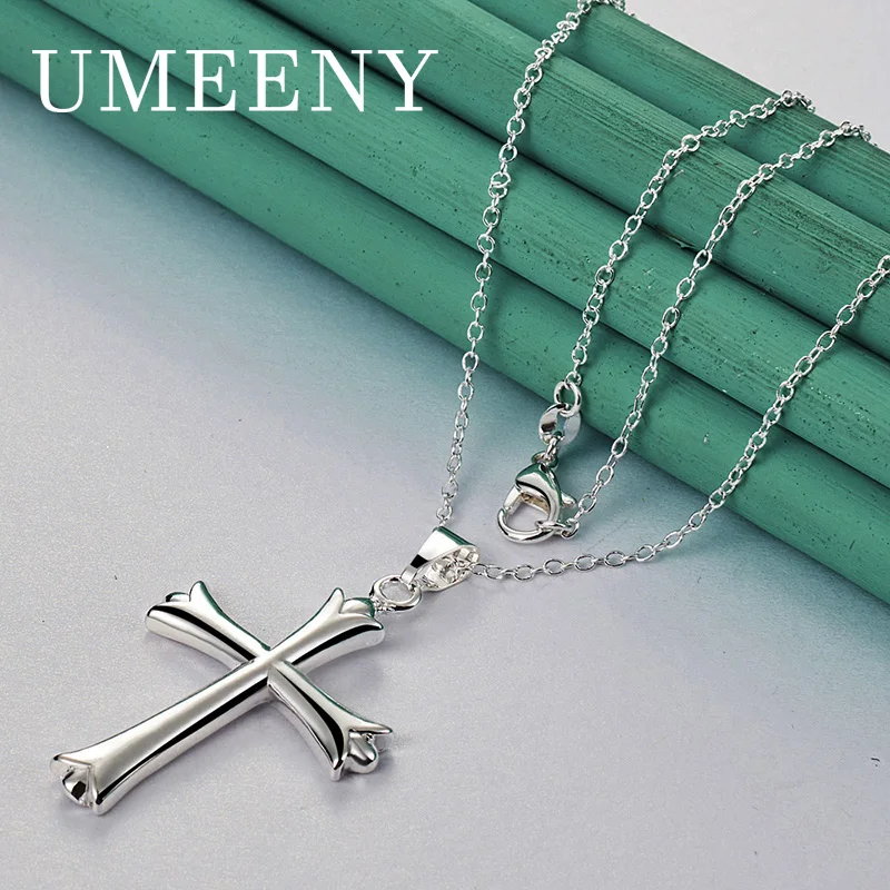 

Simple 925 Sterling Silver 16-30 Inch Delicate Cross Necklace Men Women Pendant Accessories Wedding Jewelry Gift