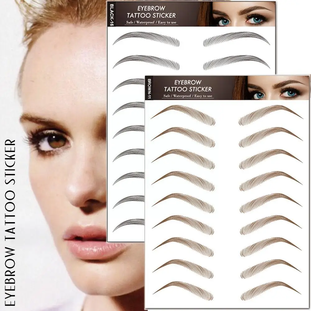 9 Paar/Sheet Hair-Like Authentieke Wenkbrauw Tattoo Sticker Stickers Make-Up Valse Cosmetica Wenkbrauwen Blijvende Natuurlijke Waterpro G 6X5