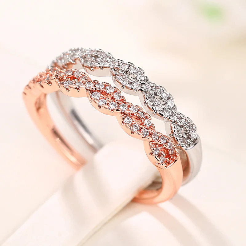 Huitan Einfache Stil Silber Farbe/Rose Gold Farbe Trendy Dünne Ringe für Frauen Hochzeit Verlobung Täglichen Party Zubehör schmuck