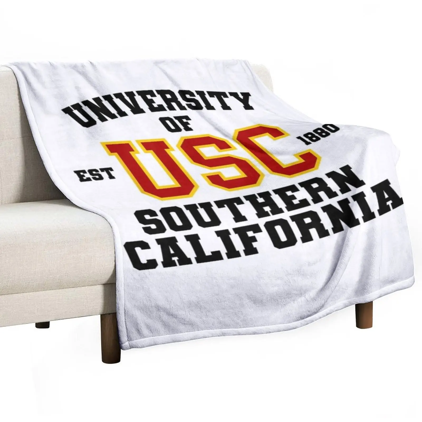 USC USC Est 1880 University Of Southern California Throw Blanket Sofa Cute Travel Plaid bed plaid Blankets