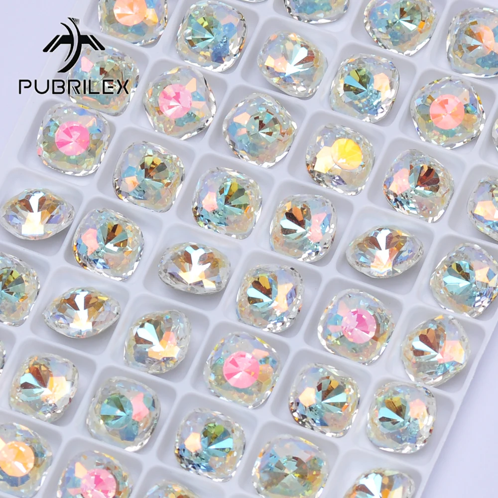 8mm 10mm Square Glass Fancy Rhinestones Colorful DIY Jewelry Decorations Crystal Strass Pointed Nail Art Supplies Diamond Stones