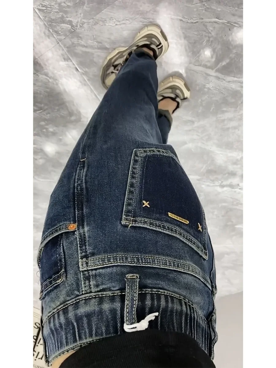 Y2k Jeans 2023 New Vintage Blue Harlan Jeans For Women Plus Size High Waisted Baggy Slimming Nine Point Women\'s Pants