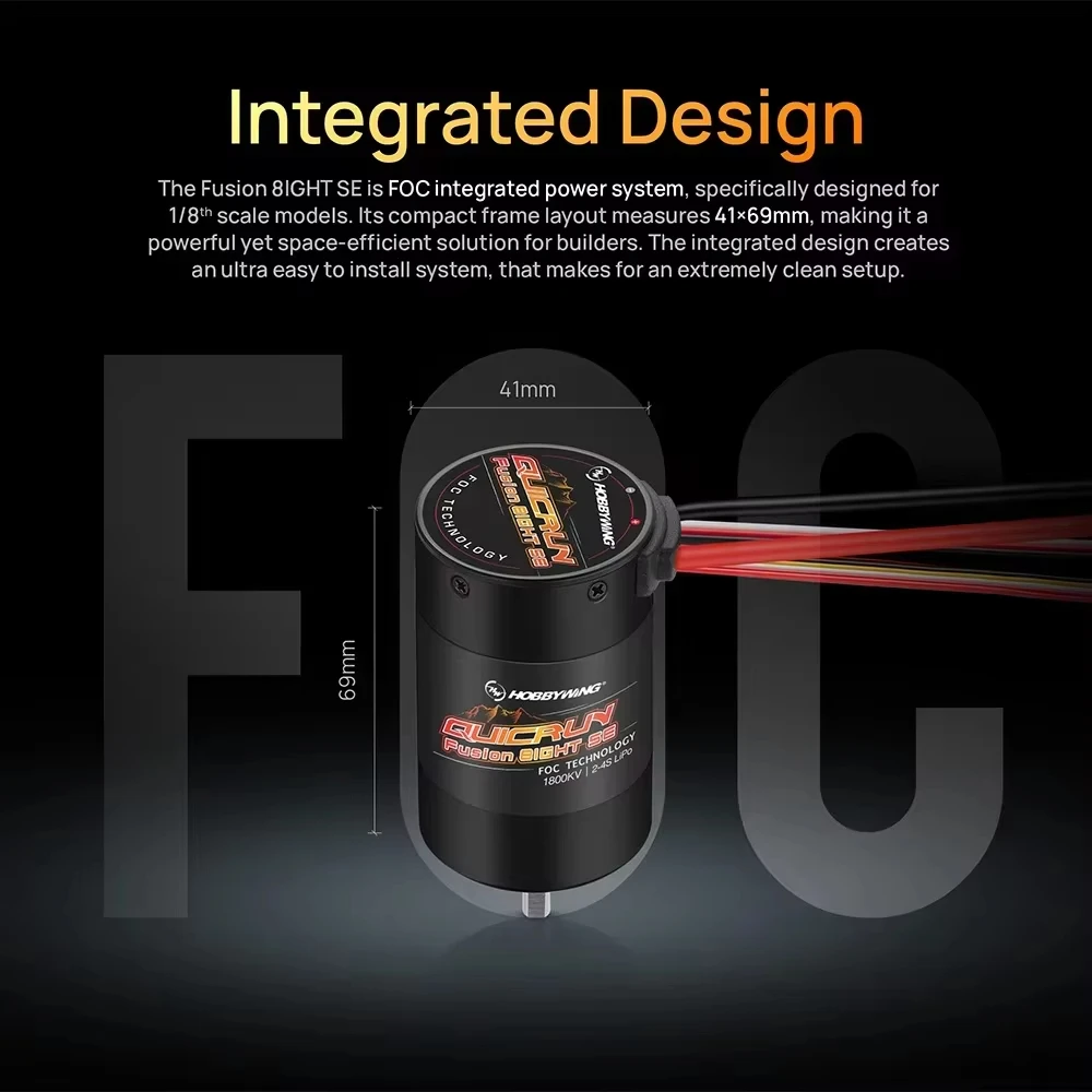 HobbyWing QuicRun Fusion 8IGHT SE All-in-One-Motor Eine Spannung von 60 A 1800 KV für 1/8 RC-Car RC-Kletterfahrzeuge