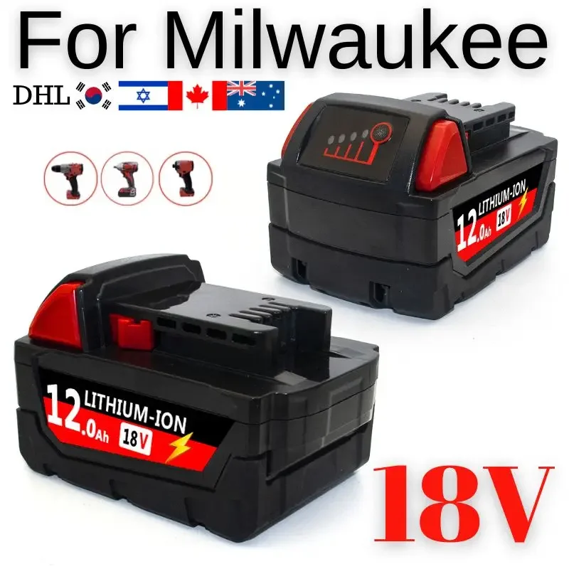 

for Milwaukee M18B5 XC 6.0/9.0A/12.0Ah Lithium ION Battery 18v battery charger for Milwaukee M18 18V Cordless Power Tools