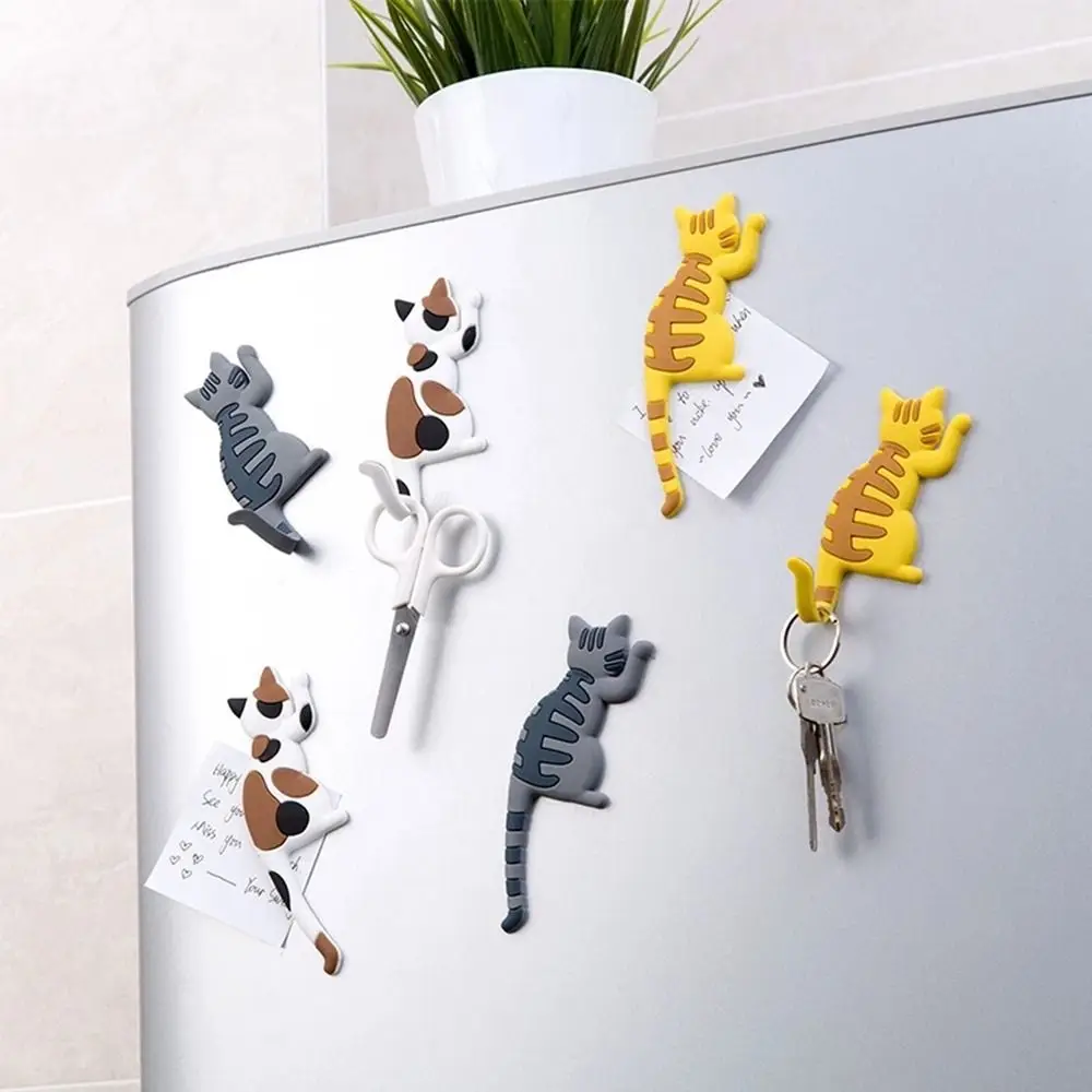 Cute Magnetic Wall Mount Free Punching Home Decor Save Space Hook Fridge Magnet Refrigerator Sticke Cat Hook