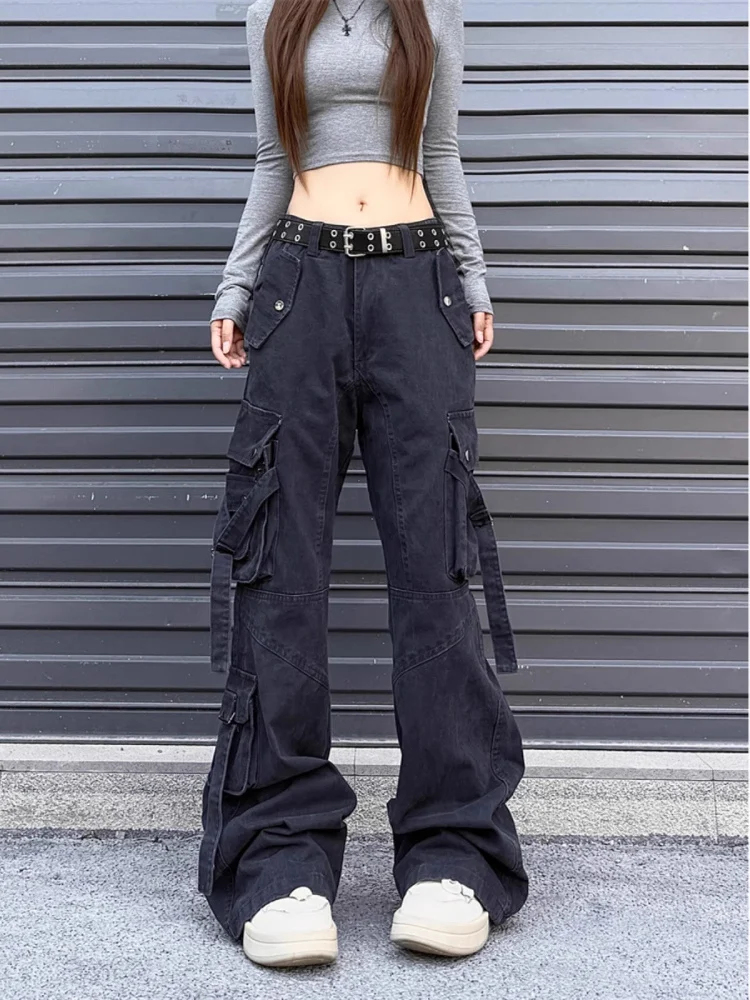 

Ретро американские рабочие брюки High Street, мужские и женские повседневные функциональные длинные брюки свободного покроя с толчками, молодежные витали...