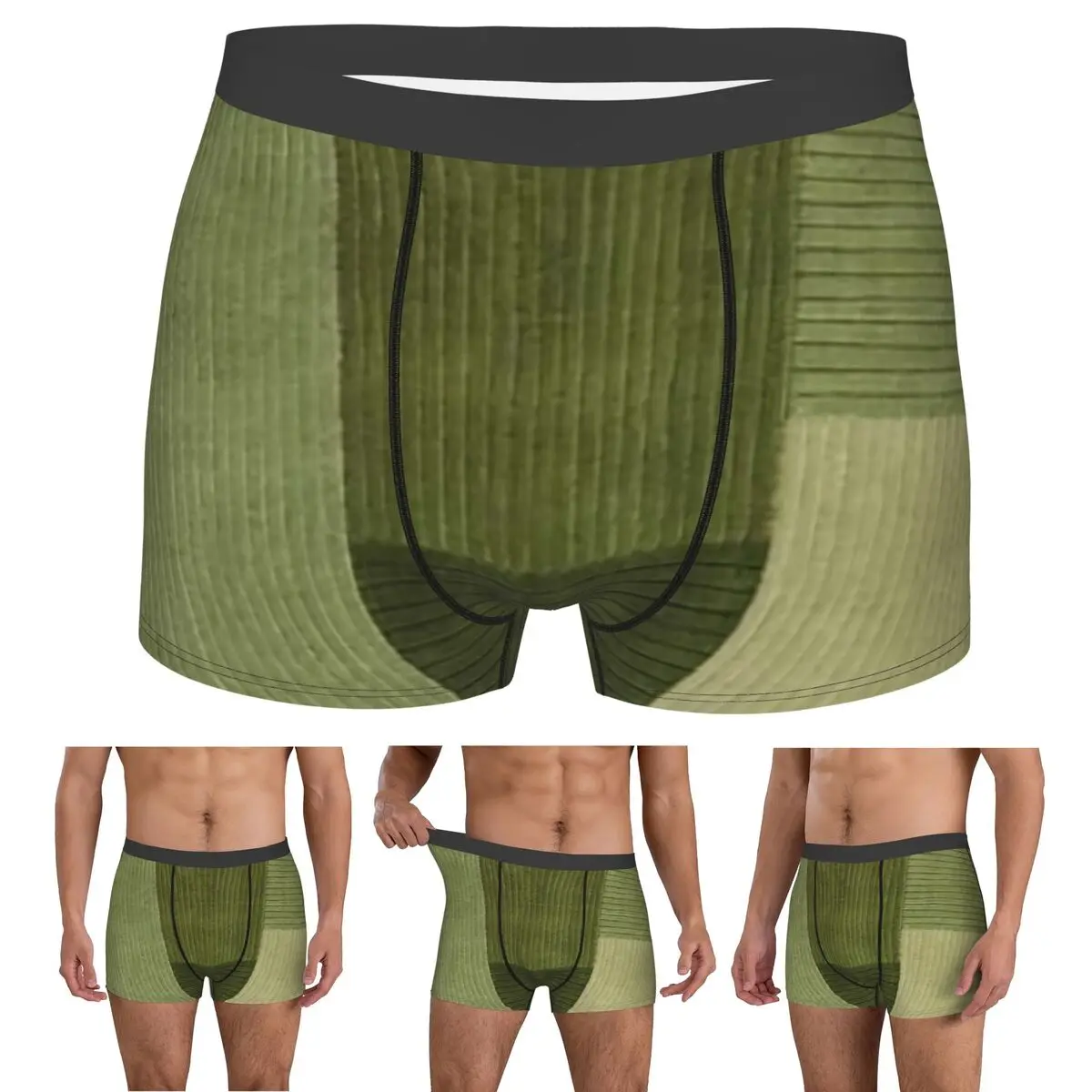 Boxer Underpants Shorts Corduroy Sage Green Pattern Panties Male Breathable Underwear for Homme Man Boyfriend Gifts