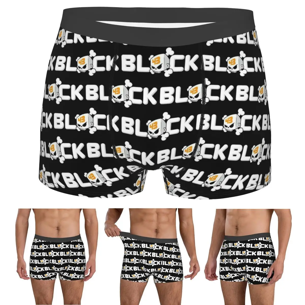 Boxer Underpants Shorts Ken Block Acrylic Skull Panties Men's Ventilate Underwear for Homme Man Boyfriend Gift