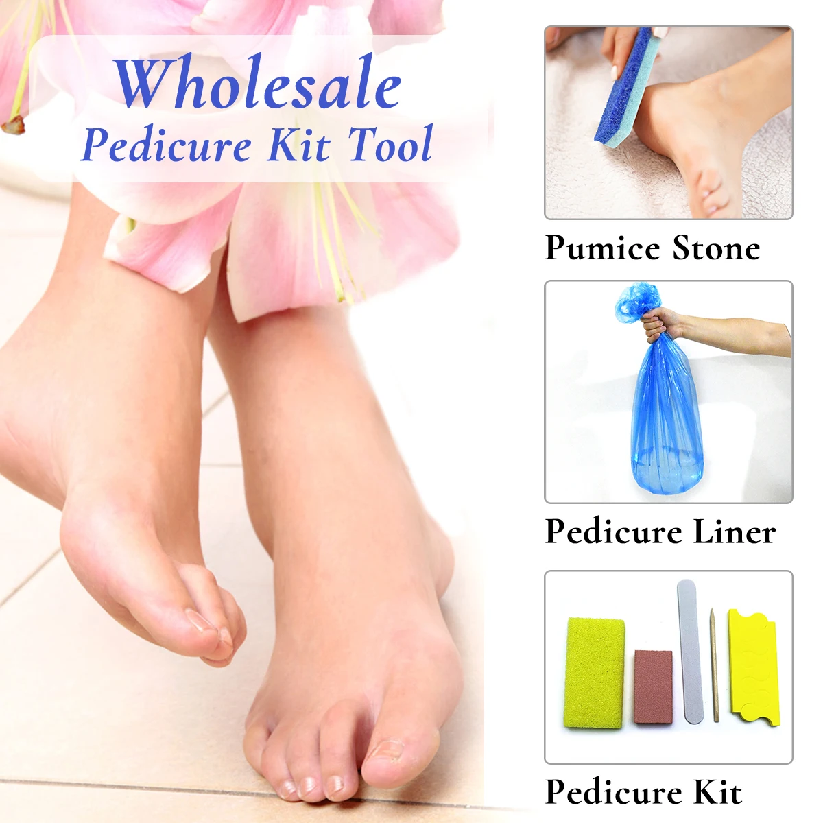 

Оптовая продажа, профессиональный педикюрный набор, одноразовая спа-ланер и пемза для салона ухода за ногтями