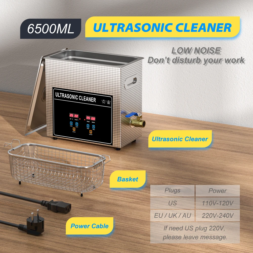 LEADSONIC 180W Ultrasonic Cleaner 6.5L Degas Heat Time Mainboard Lab Medical Tool Washing Golf Clubs Bicycle Chain Ultrason