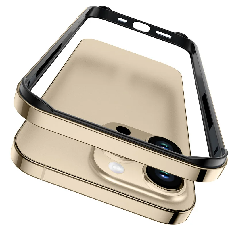 Four-corner Silicone Aluminum Alloy Bumper Frame Phone Case for iPhone 17 16 15 14 13 12 11 Pro Max 16Plus Anti-Knock Back Cover