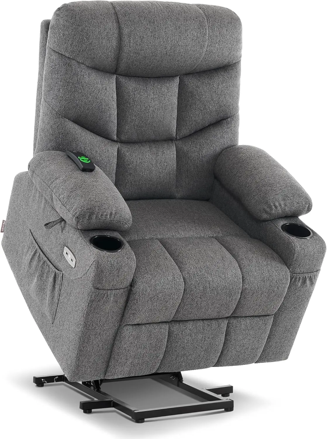 Power Lift Recliner Chair with Extended Footrest for Elderly People, Fabric 7287 (Dark Gray, Medium-Regular)