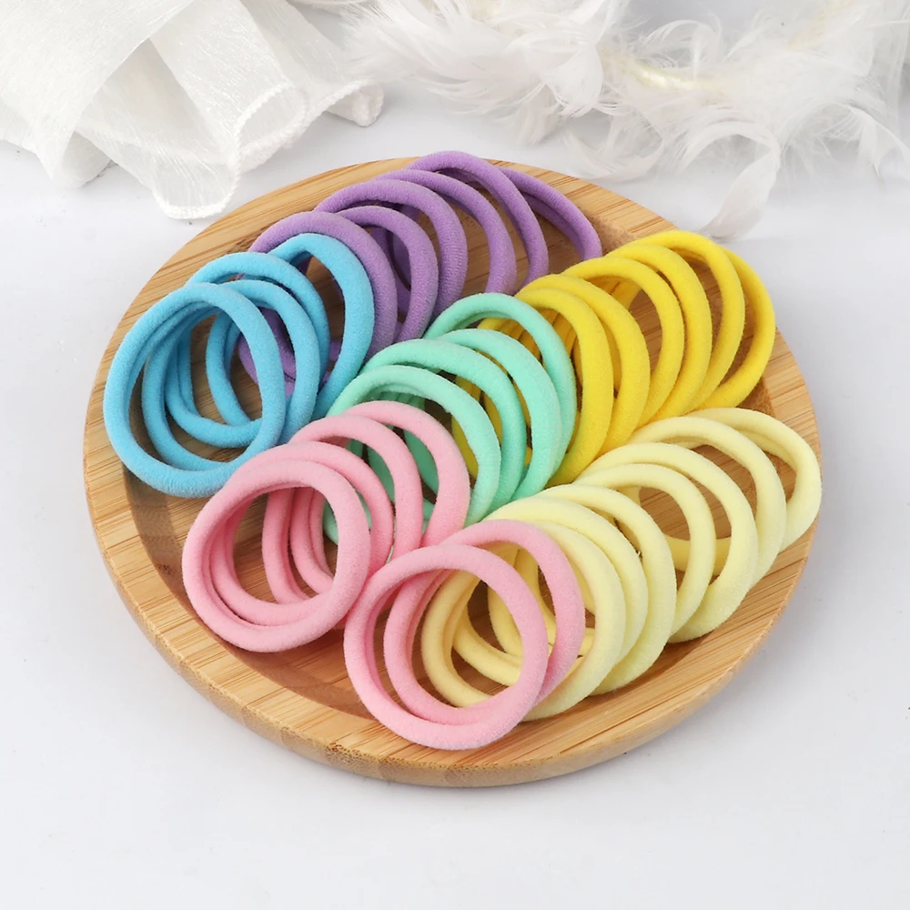 50PCS Mixed Colors Basic Hair Band 4cm Girls Women Classic Solid Color Headband Elastic Headwear Hair Accessories Scrunchie Gift