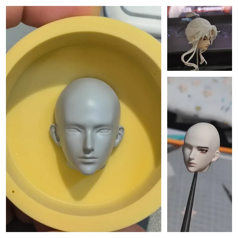 Arcilla ultraligera, proporciones correctas, cara de hombre, molde de silicona, DIY, muñeca de cerámica, personaje de animación, herramientas de fabricación de contornos faciales