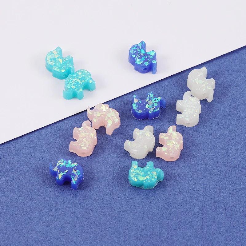 Fnixtar  Synthetic Opal Small Elephant Loose Beads Hole Size 1.5mm Beads for Necklace Bracelet  DIY 10.5*7.8mm 20Piece/lot